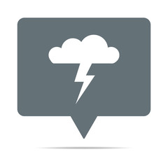 Graue Sprechblase mit Gewitterwolke