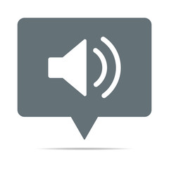 Graue Sprechblase mit Lautsprecher