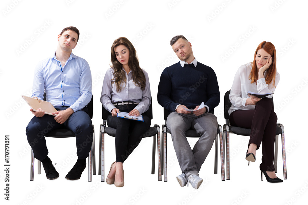 Wall mural Bored Business People Waiting For Job Interview