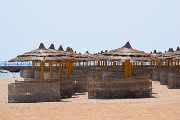 empty cabins on the beach