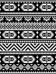 Ethnic pattern design. Seamless pattern. Navajo geometric print. Rustic decorative ornament. Abstract geometric pattern. Native American pattern. Black and white colors
