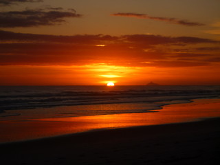 Sunrise out of the Pacific Ocean at Waihi Beach