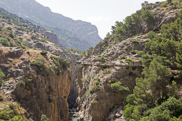 Cliff walkway in narrow gorge