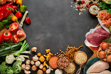 Obraz na płótnie Canvas Healthy paleo harvest produce and ingredients