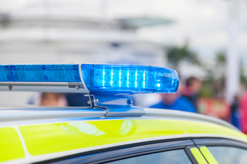 blue light bar on a swedish police vehicle