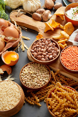 Rustic, organic protein paleo food assortment