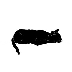 Чёрный силуэт лежащей кошки