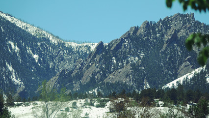 Flatirons Boulder Colorado Rocky Mountains Blue Sky