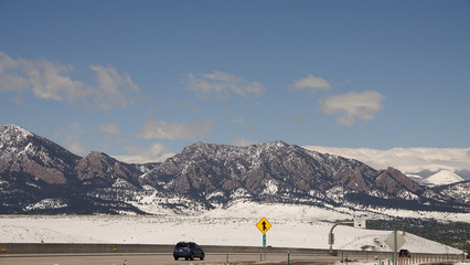 Flatirons Boulder Colorado Rocky Mountains Blue Sky