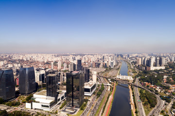 Aerial View of Marginal Pinheiros in Sao Paulo, Brazil