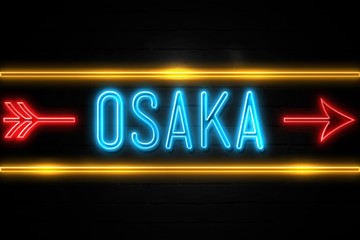 Obraz premium Osaka - fluorescent Neon Sign on brickwall Front view