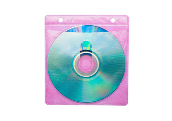 The CD packing envelope homemade plastic transparent green isolated on white background