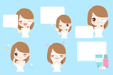 Obraz premium cartoon skin care woman