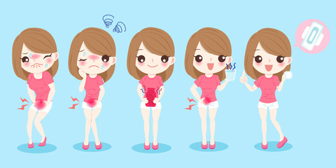 cartoon woman with menstruation