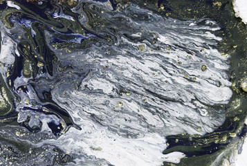 Marbled abstract background. Liquid marble pattern. Colorful marble backdrop. Golden glitter texture.