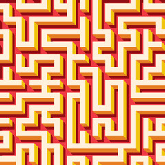 Maze seamless pattern with endless tiled labyrinth for fabric or wallpaper