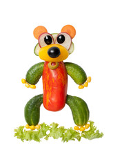 Bear made of vegetables on isolated background