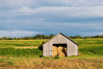 Barn with hay bales