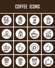 Outline web  mono symbol  vector  icon set  - ( drink , coffee machine, tea, alcohol )
