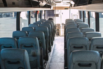 passenger compartment of a big shuttle bus - 170802537