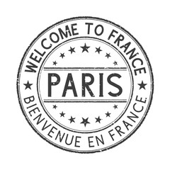 Fototapeta premium Touristic black stamp Welcome to Paris