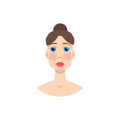 Woman with  psoriasis, symptom of SLE, rosacea . Vector illustration