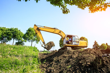 Excavator working at construction site