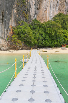 floating footpath in the sea for go to the beach.