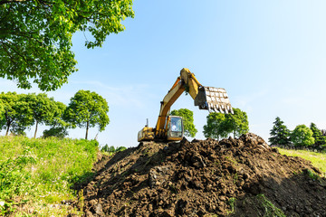 Excavator working at construction site