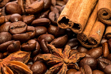     Coffee beans and cinnamon sticks