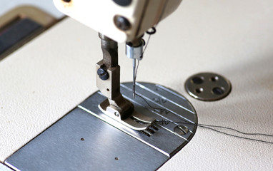 Closeup old sewing machine.