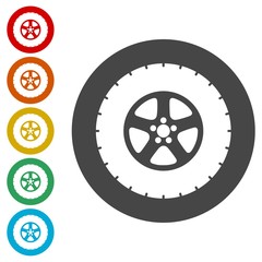 Fototapeta premium Truck tires icons set 