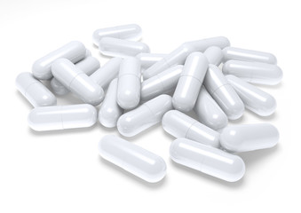 pills capsules isolated on white background.