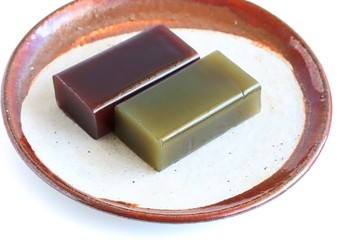 Japanese Sweet Bean Paste Jelly on White Background
