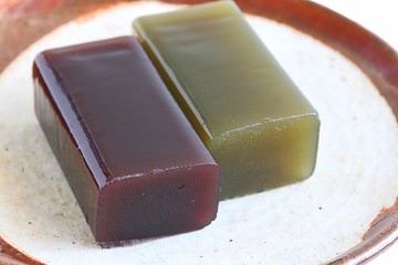 Japanese Sweet Bean Paste Jelly on White Background