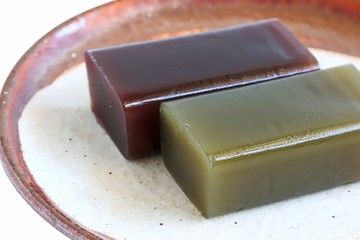 Japanese Sweet Bean Paste Jelly on White Background