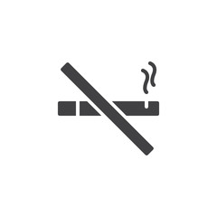 No smoking icon vector, filled flat sign, solid pictogram isolated on white.No smoking symbol, logo illustration