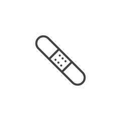 Adhesive bandage, band aid line icon, outline vector sign, linear style pictogram isolated on white. Symbol, logo illustration. Editable stroke