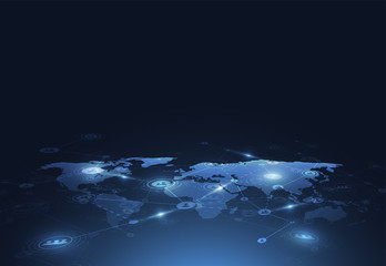 Business global network connection. World map point and line composition concept of global business. Vector Illustration