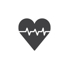 Heart with pulse icon vector, filled flat sign, solid pictogram isolated on white. Cardiology symbol, logo illustration