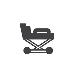 Hospital stretcher icon vector, filled flat sign, solid pictogram isolated on white. Medicine and Health symbol, logo illustration