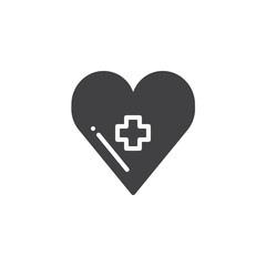 Heart with medical cross icon vector, filled flat sign, solid pictogram isolated on white. Medicine and Health symbol, logo illustration