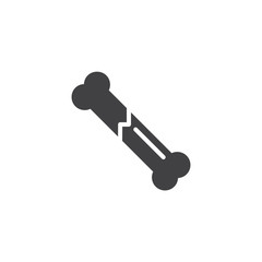 Broken bone icon vector, filled flat sign, solid pictogram isolated on white. Symbol, logo illustration