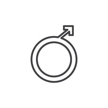 Male gender line icon, outline vector sign, linear style pictogram isolated on white. Symbol, logo illustration. Editable stroke