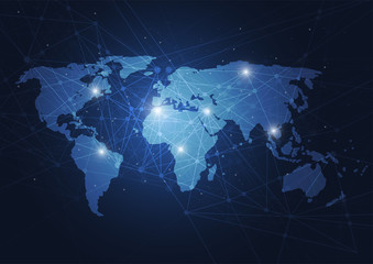 Business global network connection. World map point and line composition concept of global business. Vector Illustration
