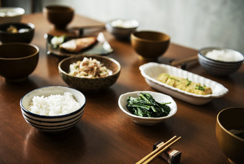 Japanese food set on the table