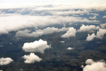 Obraz na płótnie Canvas Sky scenery. Aerial view over the cumulus clouds.