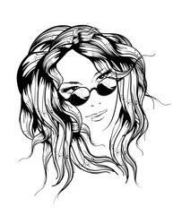 Vector Sketch. Beauty girl face on a white background