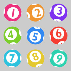 Vector Bingo / Lottery Number Balls From 1 to 9 Set
