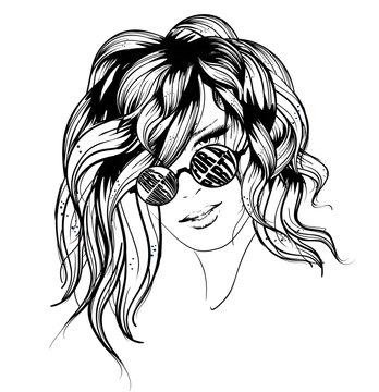 There's allways time for a party. Fashionable girl with glasses.